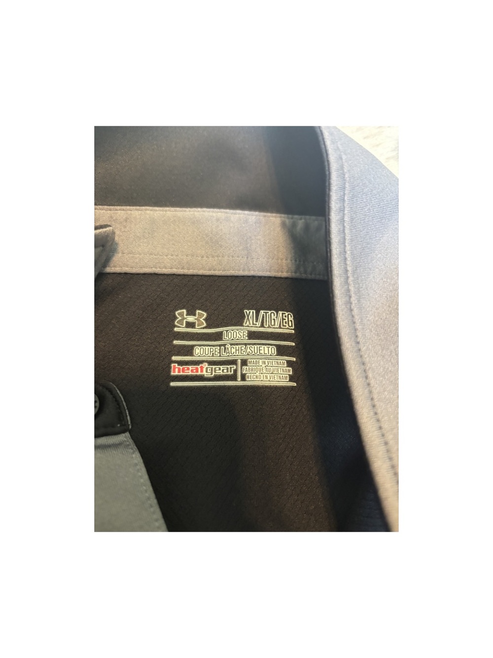 Under Armour Men’s Black Polo with Gray Collar & Sleeves - Picture 2 of 3